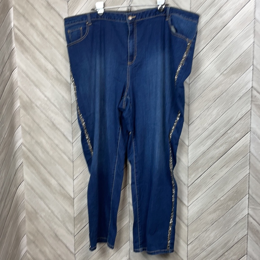 CATHERINES PLUS SIZE JEANS 30W SPARKLE STRIPE
